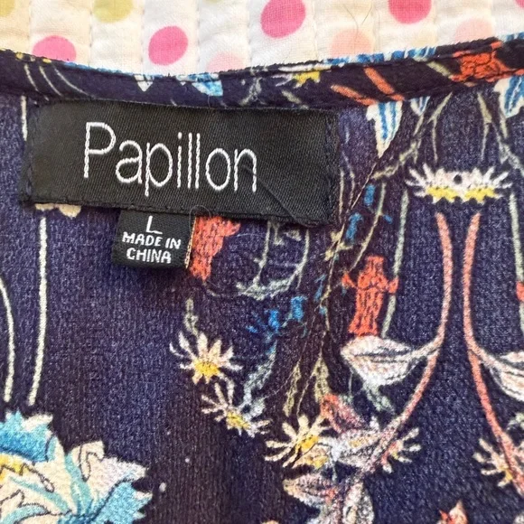Papillon Ruffle Floral Print Dress-Size Large-Side Zipper - Picture 7 of 11
